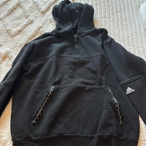 Adidas Men’s Hooded Sweatshirt quarter zip size medium black